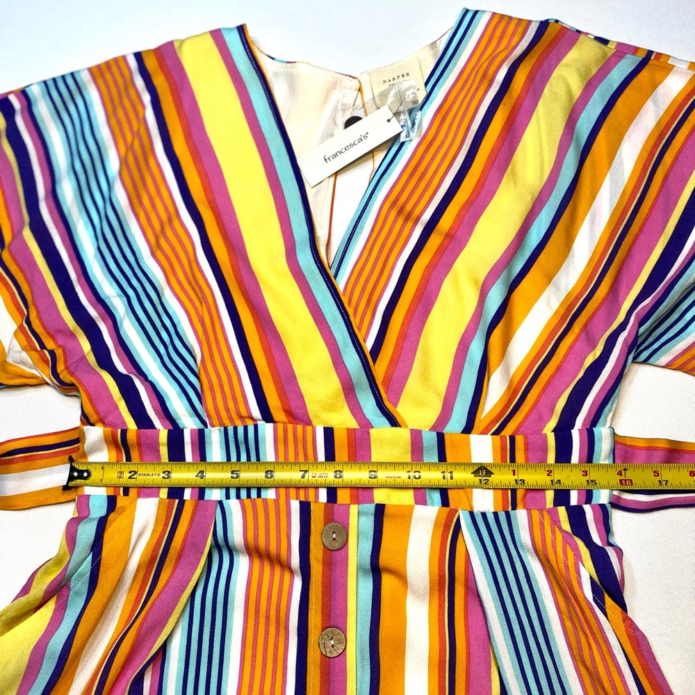 Maxi Dress Francesca's Harper Heritage Striped V-neck Colorful Festival Dress - Picture 9 of 17